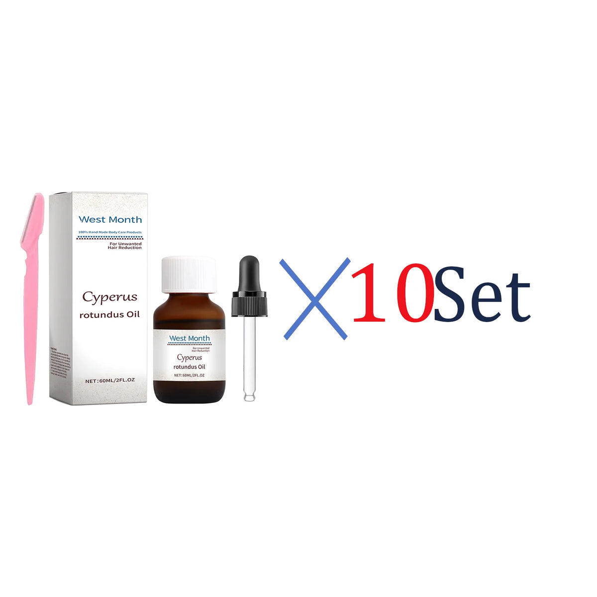 WEST MONTH Cyperus Rotundus Hair Inhibitor Oil 60ml + Razor Hair Inhibitor Oil Axl 10 Set