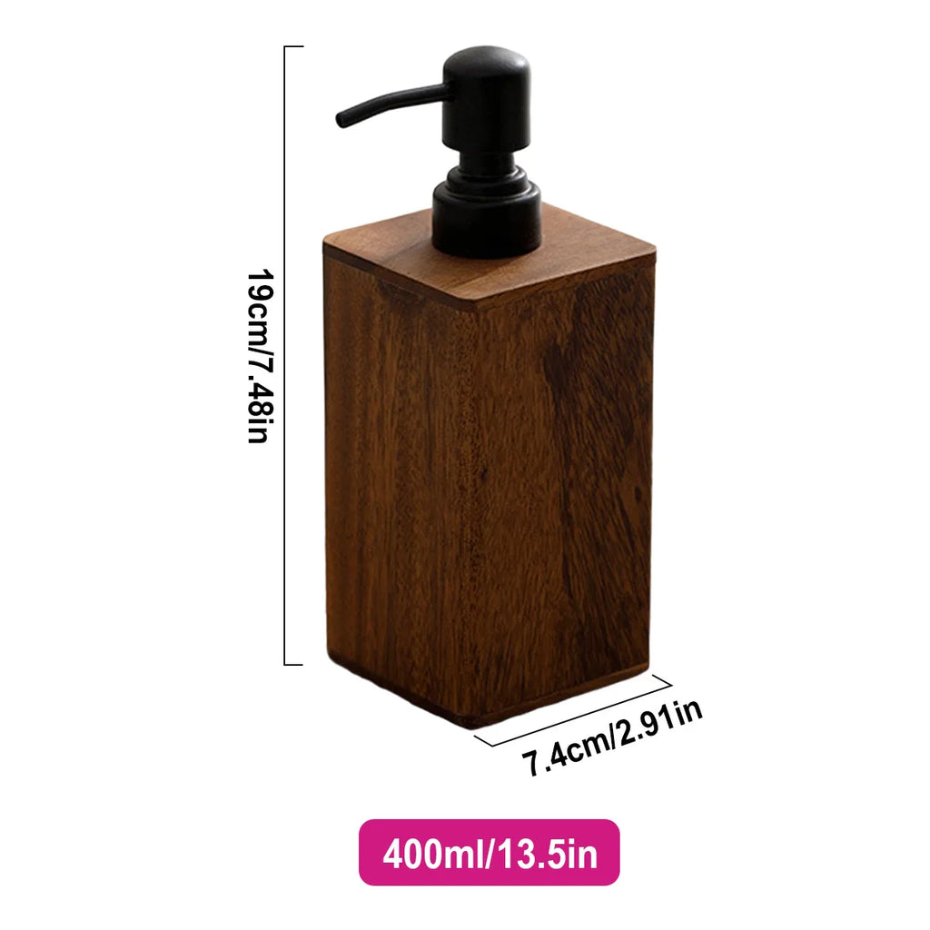 Solid Walnut Wood Soap Dispenser – Refillable Lotion Pump Wood Soap Dispenser Axl 400ml