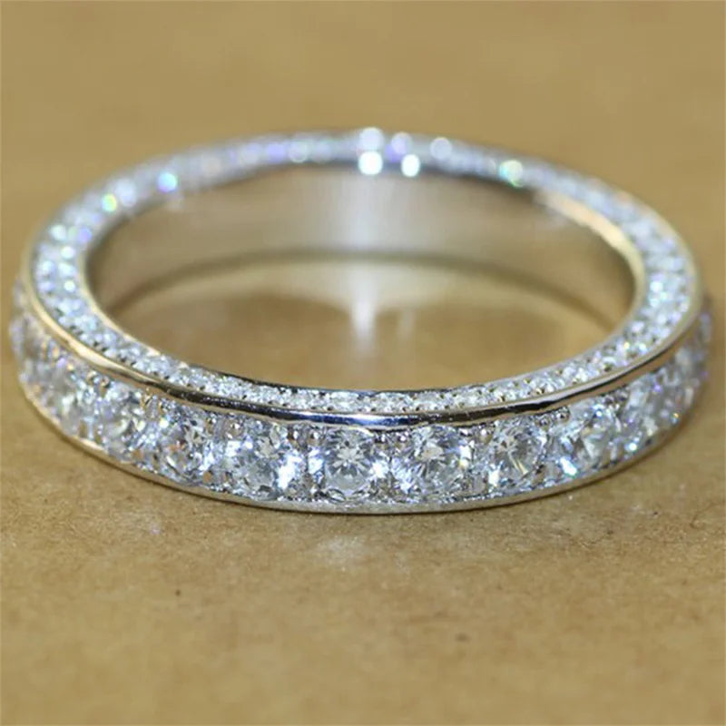 Huitan Women's Full Pavé CZ Wedding Band – Sizes 5–14 CZ Wedding Band Axl F327 9