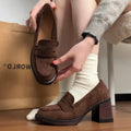 Vintage Platform Mary Jane Pumps – Square Heel Slip-On Platform Mary Jane Pumps Axl Brown 40