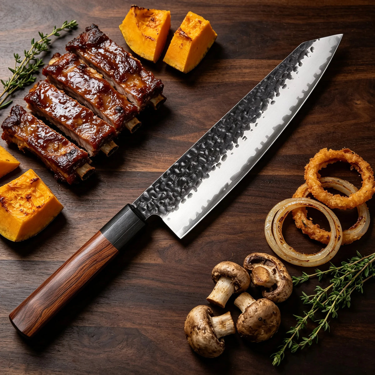 Japanese Kiritsuke Chef Knife – Hand Hammered Forged Steel Chef Knife Axl