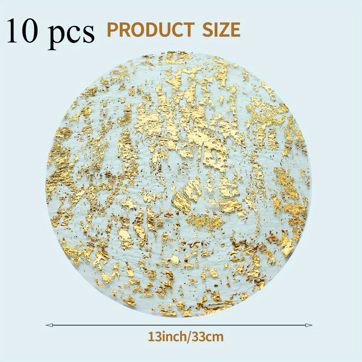 10-Pack Round Gold Foil Placemats – Party & Holiday Table Decor Table Placemats Axl 10pcs 33X33CM Round