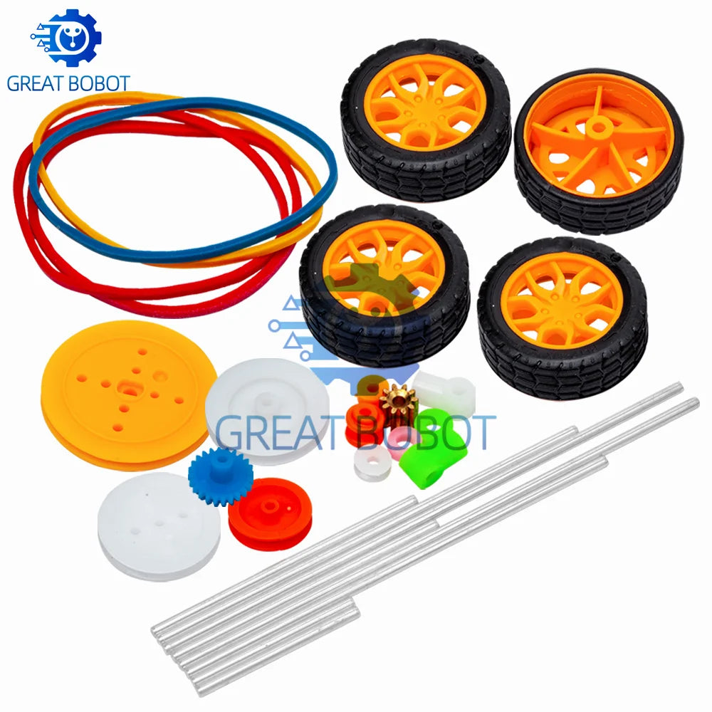82PCS Toy Car Gear Kit – Motors, Gears, Axles & Belt Sleeves Toy Gear Kit Axl