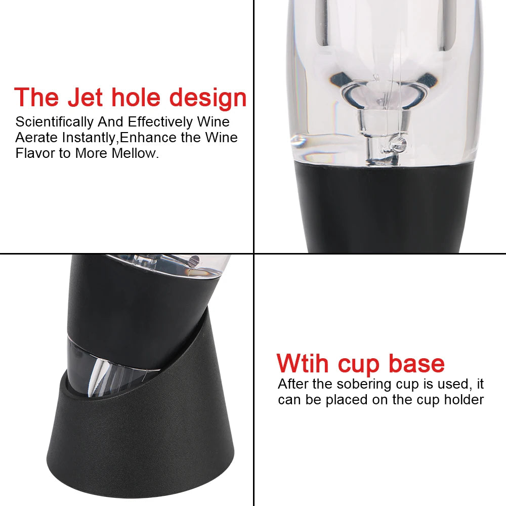 Wine Aerator Decanter Pourer with Filter & Base | Black Wine Aerator Pourer Axl