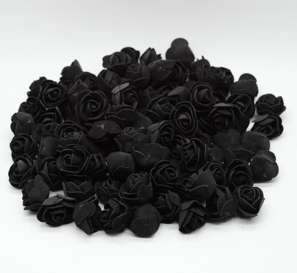 PE Foam Artificial Rose Flower Heads | Wedding & Party Decor Artificial Flower Heads Axl black 50pcs