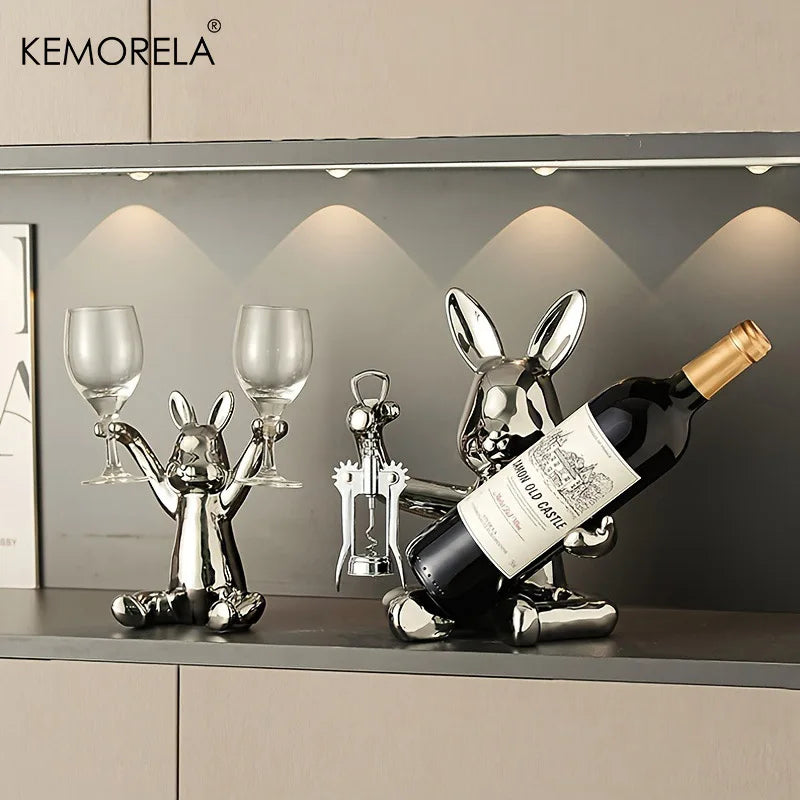 Ceramic Cartoon Wine Rack with Bottle Opener | Home Bar Decor Decorative Wine Rack Axl