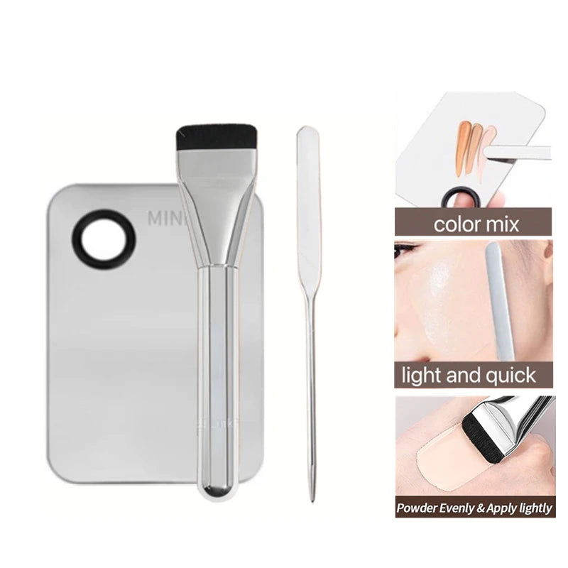 Foundation Brush Mixing Palette & Spatula Set – Makeup Tools Makeup Mixing Tools Axl