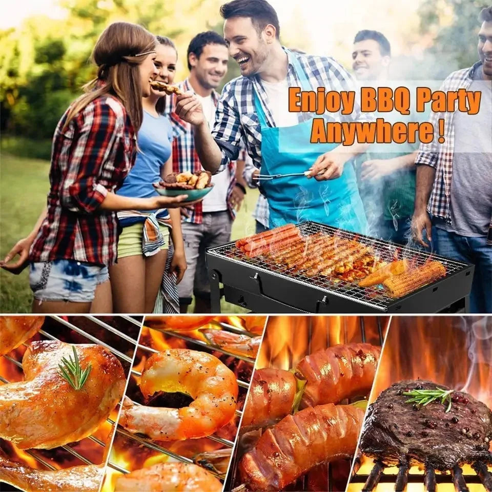 KEMORELA Portable Charcoal BBQ Grill – Mini Stainless Steel Portable Charcoal Grill Axl