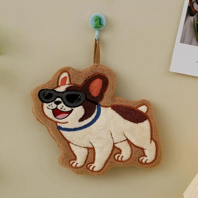 Cute Puppy Cartoon Hand Towel – Quick-Dry Coral Fleece Cartoon Hand Towel Axl A4