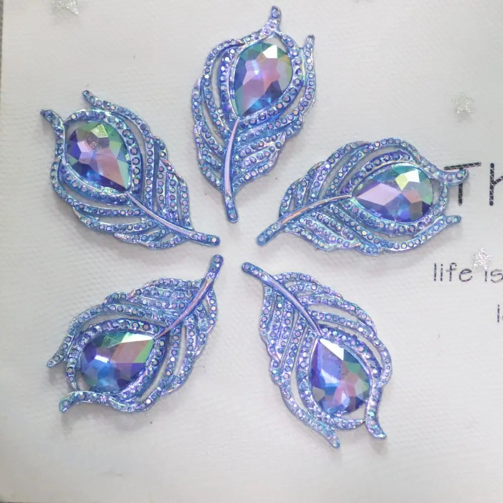 20PCS Resin Peacock Feather Leaf Rhinestones | DIY Craft Gems Craft Rhinestones Axl
