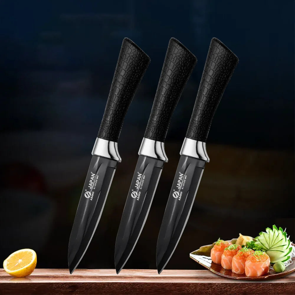 High-Carbon Steel Paring Knife – Sharp Black-Coated Blade Paring Knife Axl 3pcs