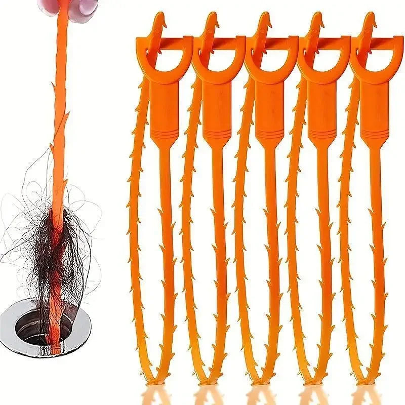 Drain Hair Clog Remover Tool – Pipe Cleaning Snake (Orange) Drain Cleaning Tool Axl