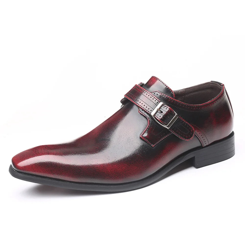 YBQJOO Men's Slip-On Dress Loafers | British Style Plus Size Men's Dress Loafers Axl wine red 47