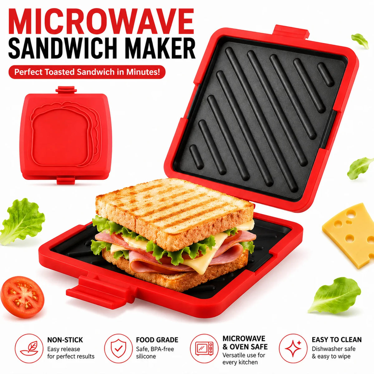 Silicone Microwave Grill Pan – Non-Stick Sandwich Maker | PGY Microwave Grill Pan Axl