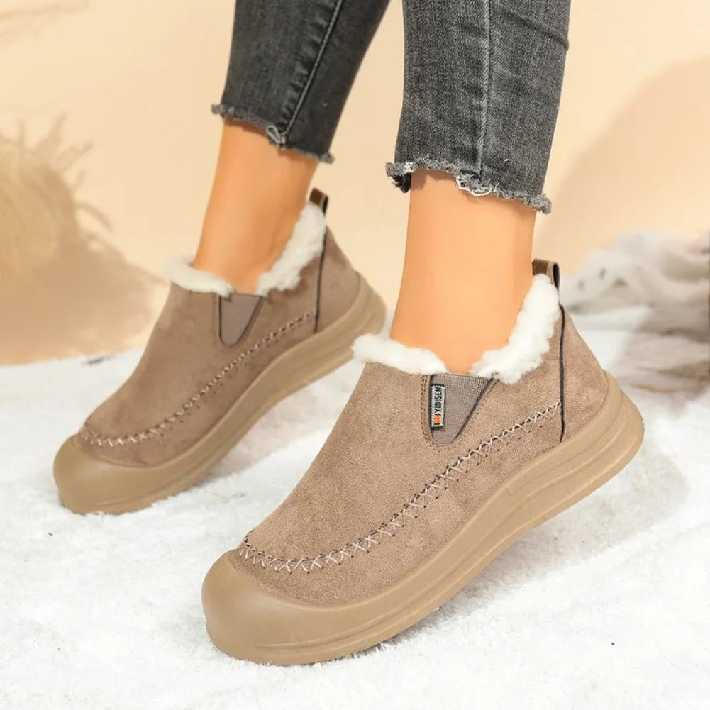 Women's Slip-On Plush Snow Boots – Cozy Warm Winter Ankle Boot Women's Snow Boots Axl