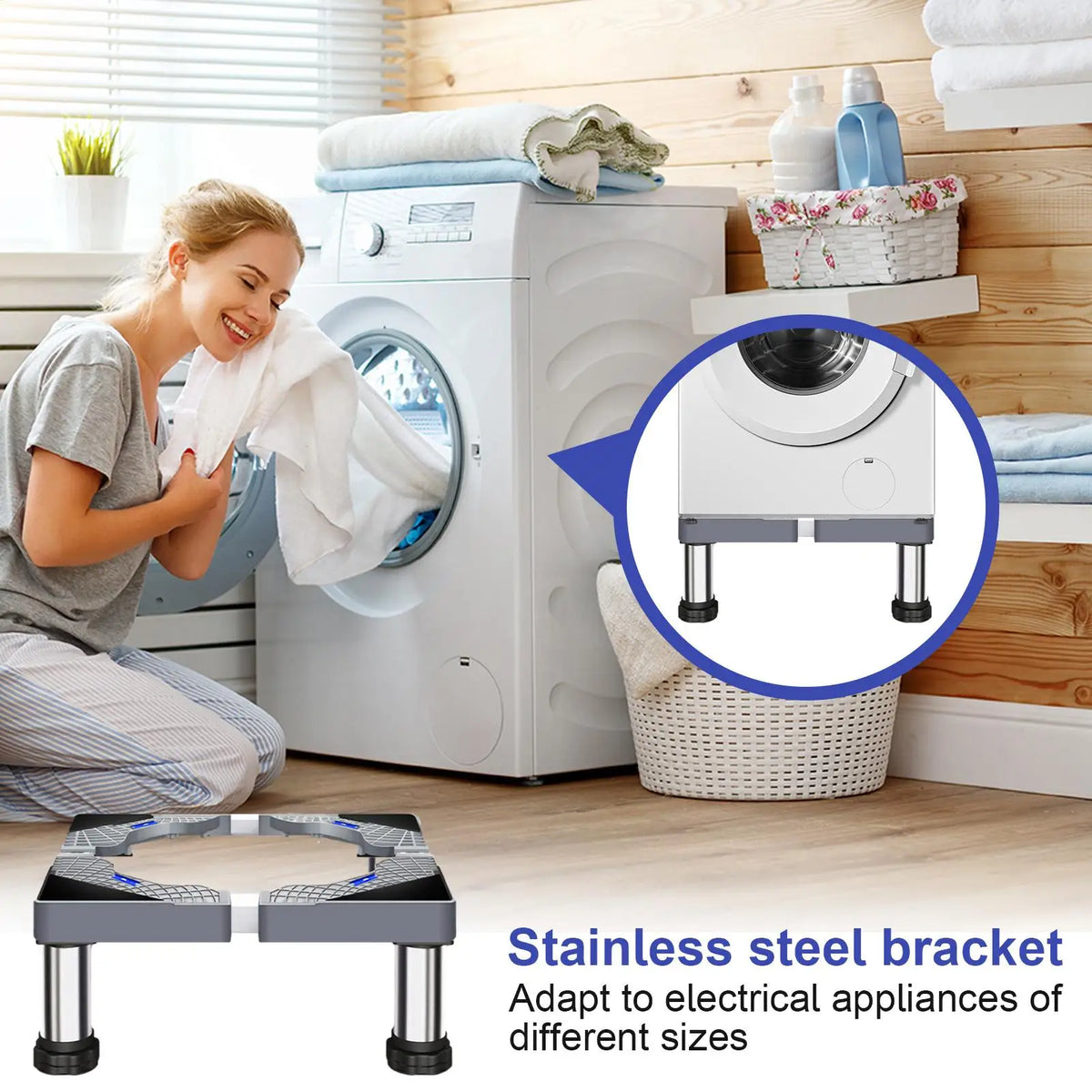 Stainless Steel Washing Machine & Dryer Pedestal Stand – 4 Feet Appliance Pedestal Stand Axl