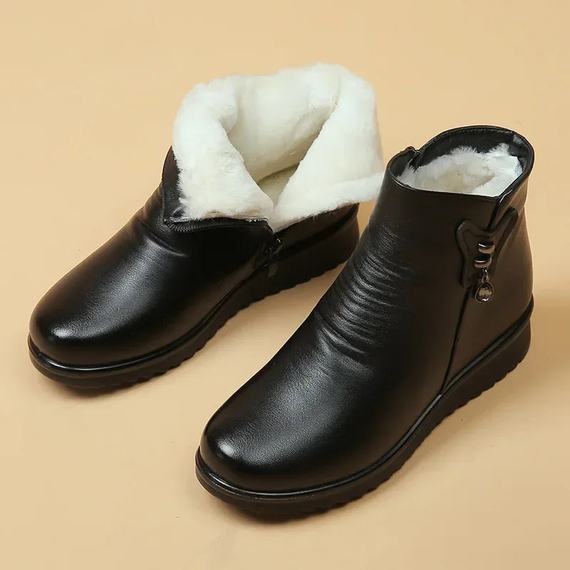 Women's Winter Plush Ankle Boots – Warm Zip Booties Winter Ankle Boots Axl Black 41