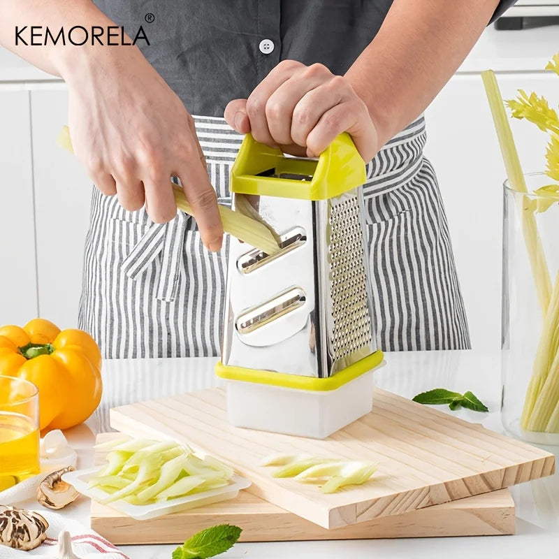 4-Sided Stainless Steel Box Grater – Cheese, Veg & Slicer Box Grater Axl
