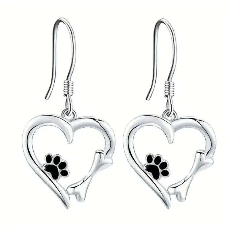 Huitan Dog Paw Heart Drop Earrings – Cute Fashion Jewelry Fashion Drop Earrings Axl E3945