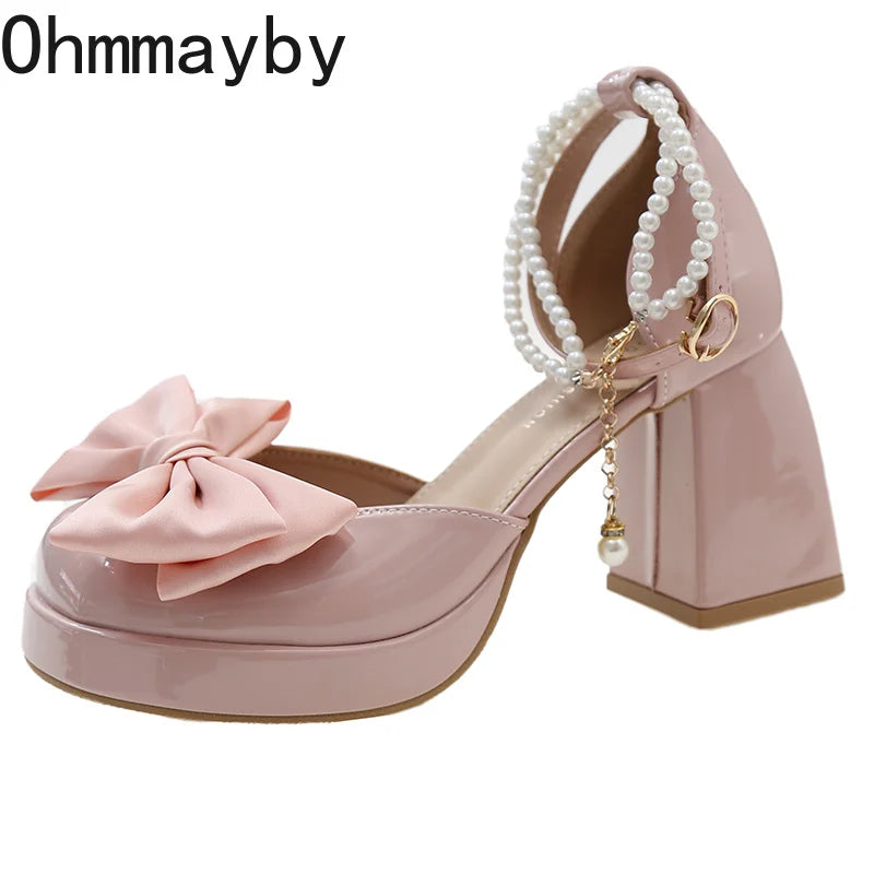 Pearl Ankle Strap Platform Pumps | Gothic Mary Jane High Heels Platform Mary Jane Pumps Axl