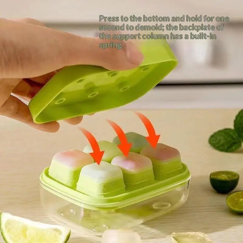 6-Cavity Silicone Ice Cube Tray – Easy Press Release DIY Mold Ice Cube Tray Axl