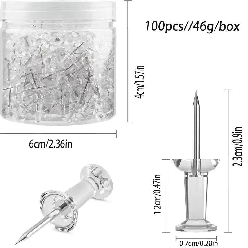 100 Multicolor Push Pins – Plastic Thumb Tacks for Cork Board Push Pins Set Axl