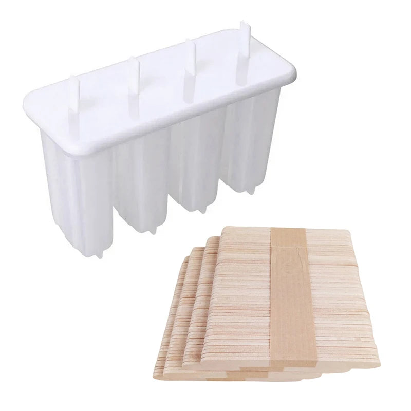 4-Grid Reusable Ice Popsicle Mold with Sticks & Lid | DIY Ice Cream Popsicle Mold Axl