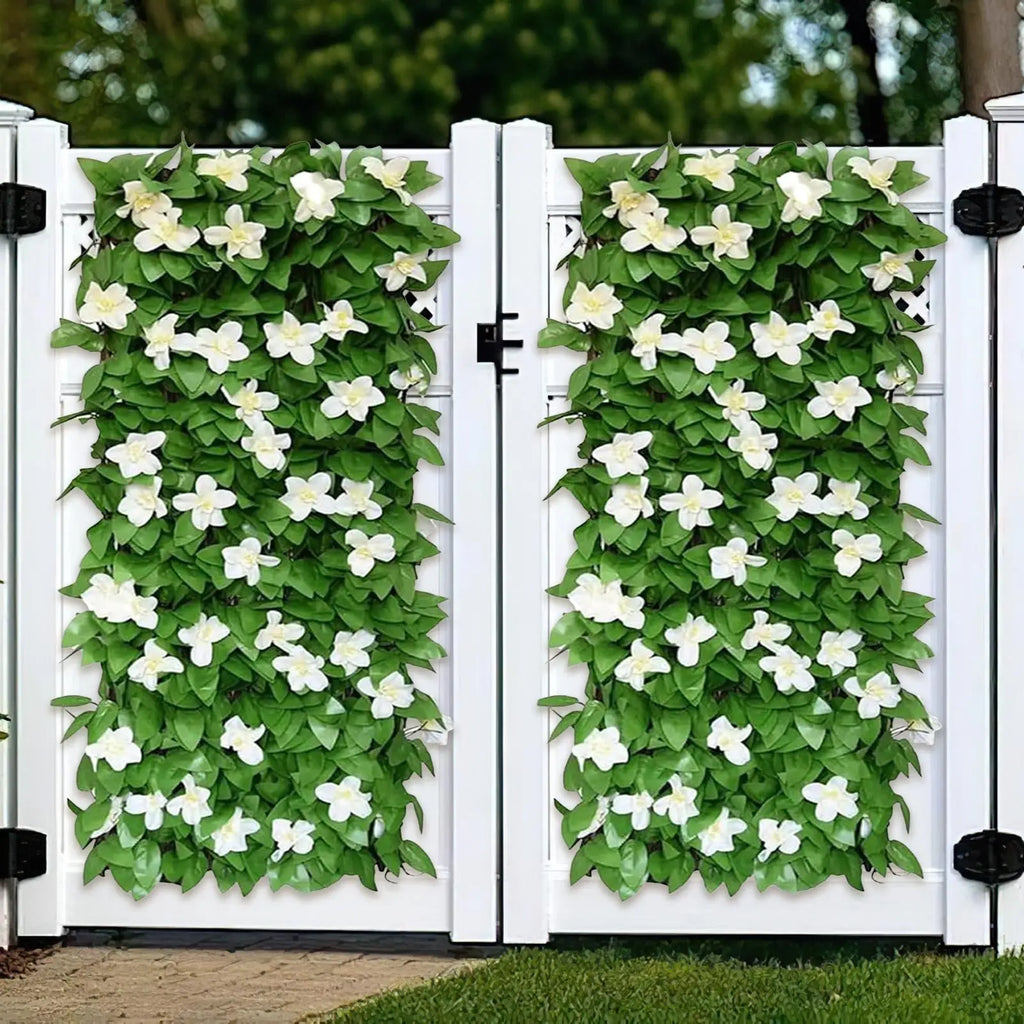 Expandable Artificial Hedge Privacy Screen with Flowers Artificial Privacy Hedge Axl