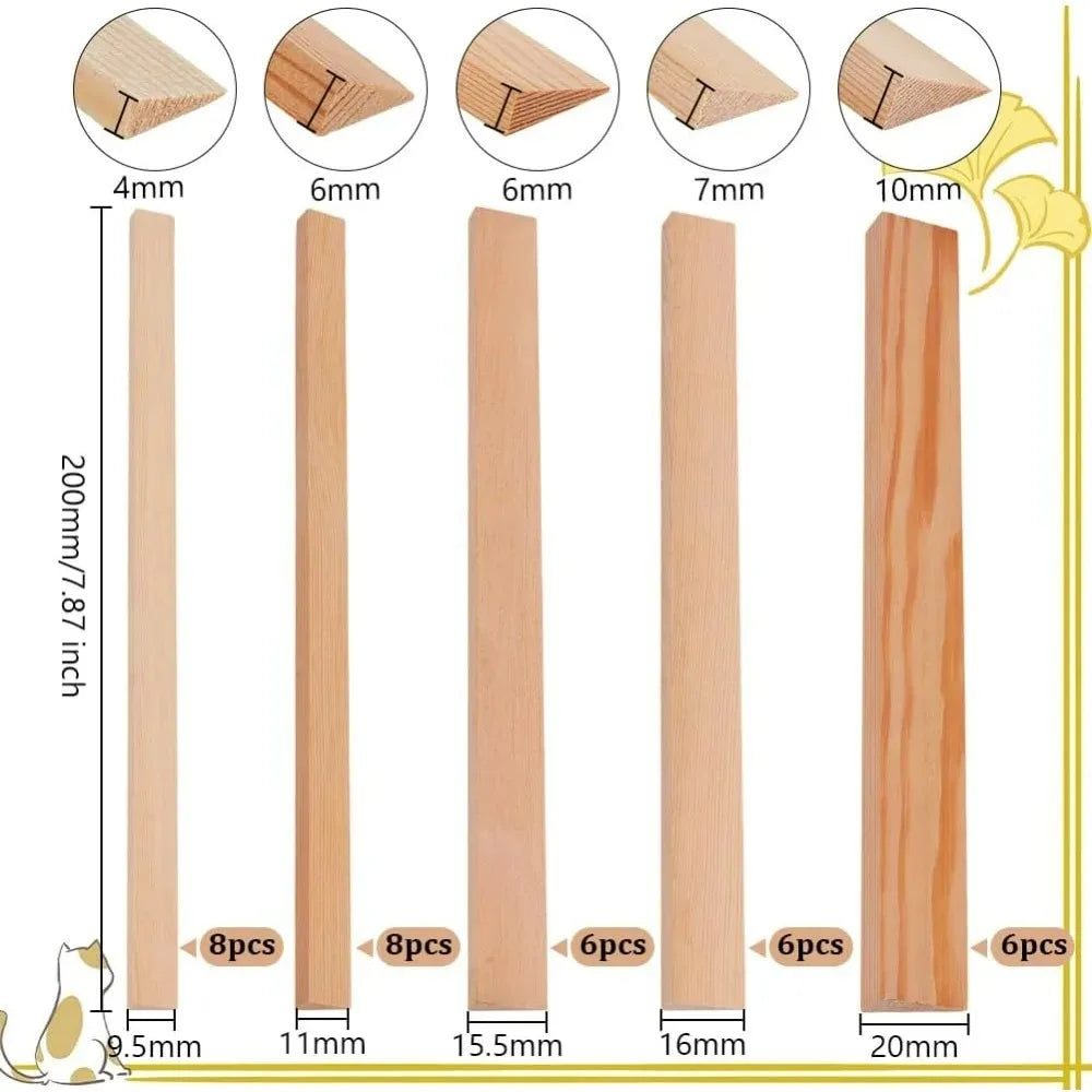 34 Pcs Unfinished Triangle Wood Dowel Rods – 5 Sizes, 7.9 In Wood Craft Dowels Axl