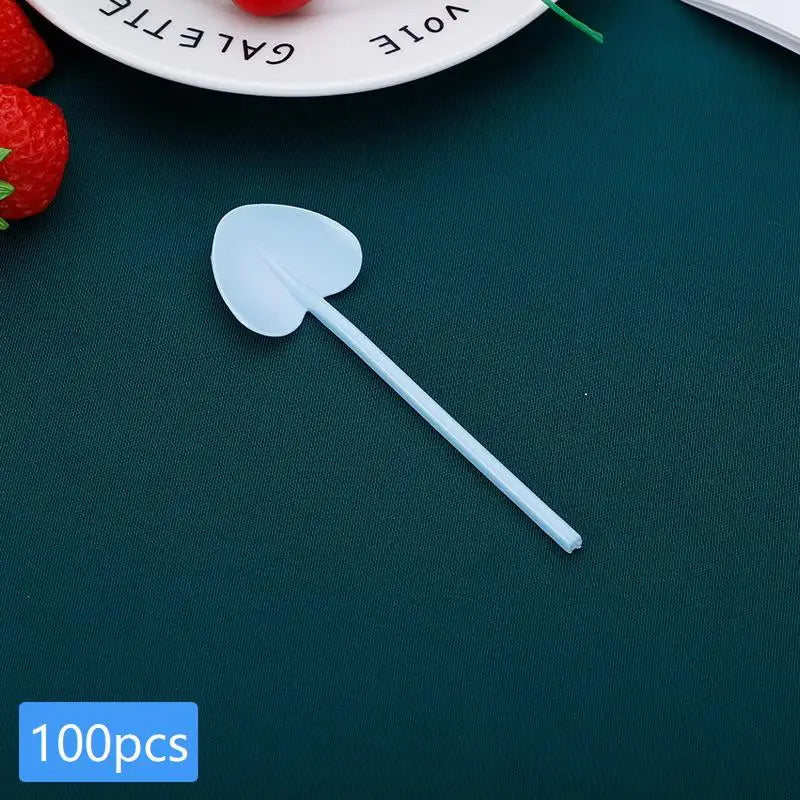 100 Heart Shaped Disposable Spoons – Colorful Party Dessert Disposable Party Spoons Axl A5