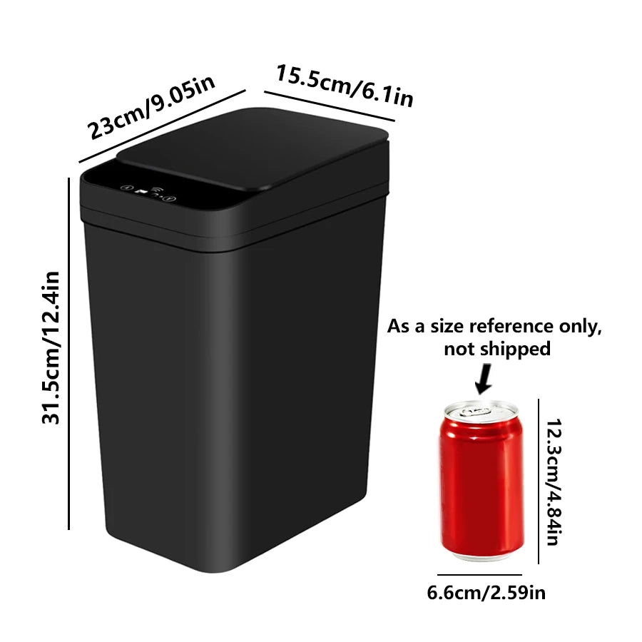 ONEKA Slim Motion Sensor Trash Can with Lid | Bathroom & Kitchen Motion Sensor Trash Can Axl Black