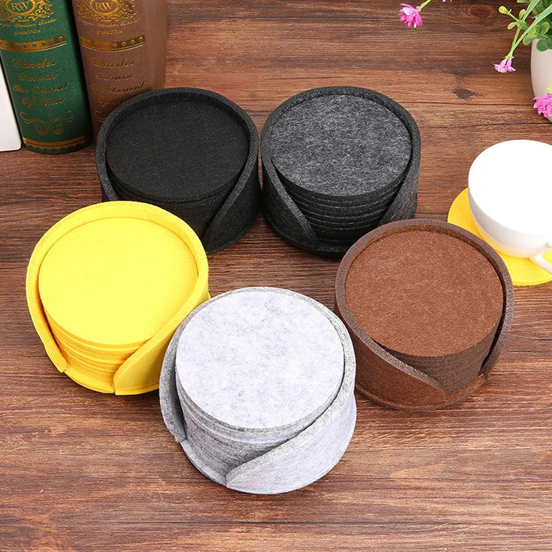 10-Pack Round Felt Coasters – Heat-Resistant Table Protectors Felt Coasters Set Axl