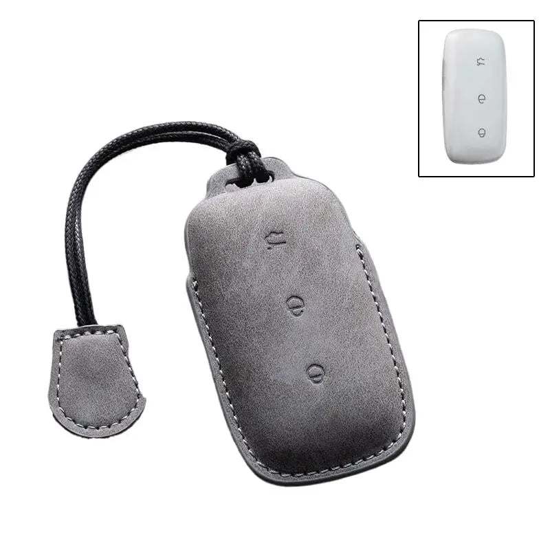 PU Leather Key Case Cover – Geely Galaxy EX5 & Proton EMas 7 Car Key Cover Axl Gray rope
