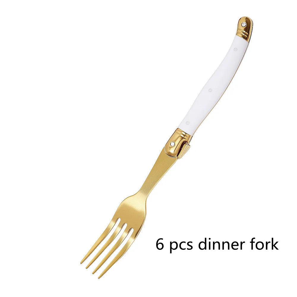 Laguiole Gold Cutlery Set – Stainless Steel Flatware for 3 Flatware Cutlery Set Axl 6pcs dinner fork