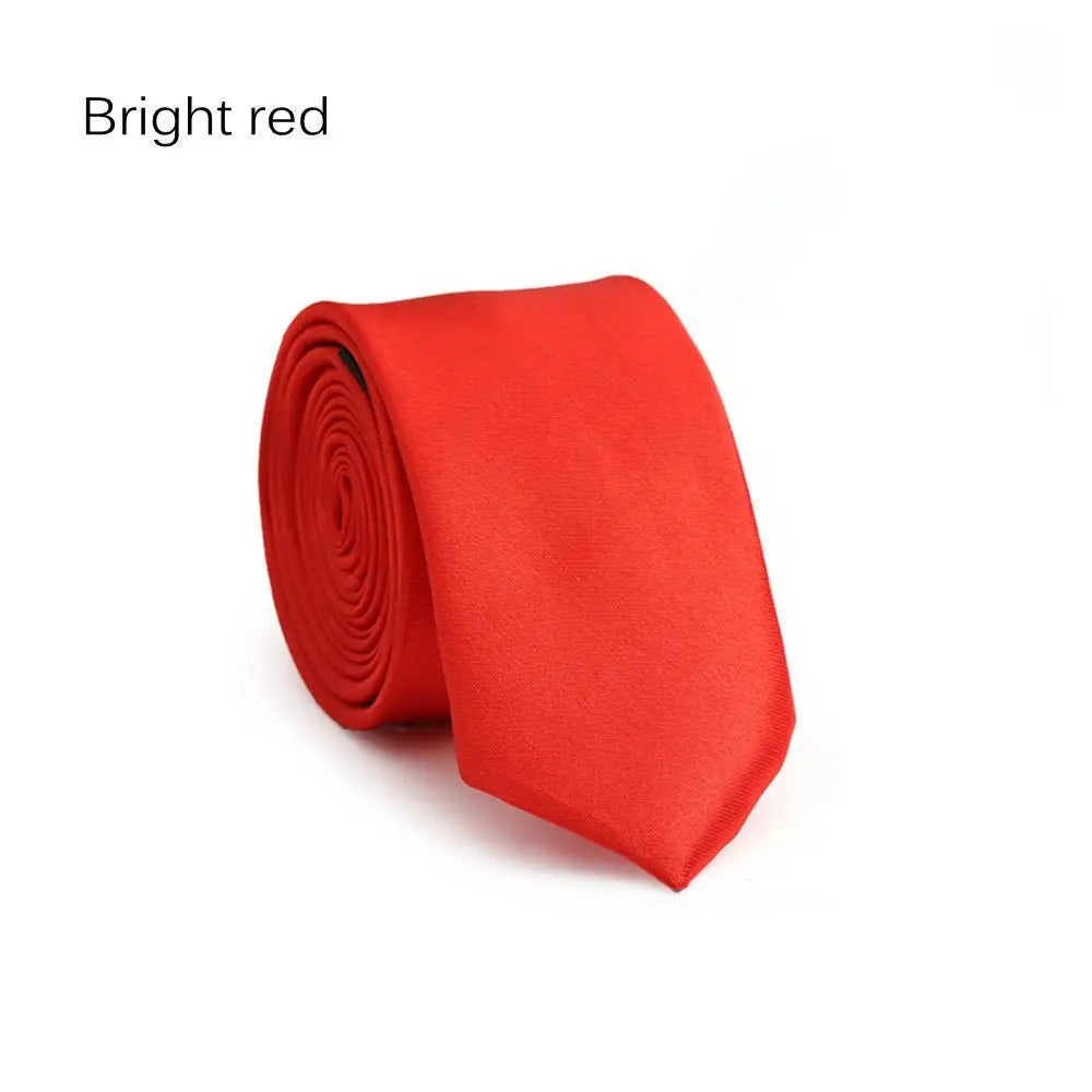 Men's Slim Solid Skinny Necktie – Faux Silk Wedding & Party Tie Men's Necktie Axl bright red