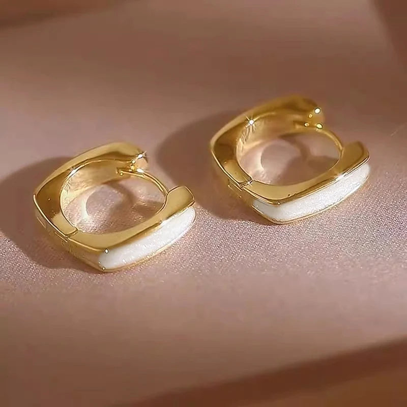 Huitan Enamel Hoop Earrings – Women's Trendy Fashion Jewelry Hoop Earrings Axl