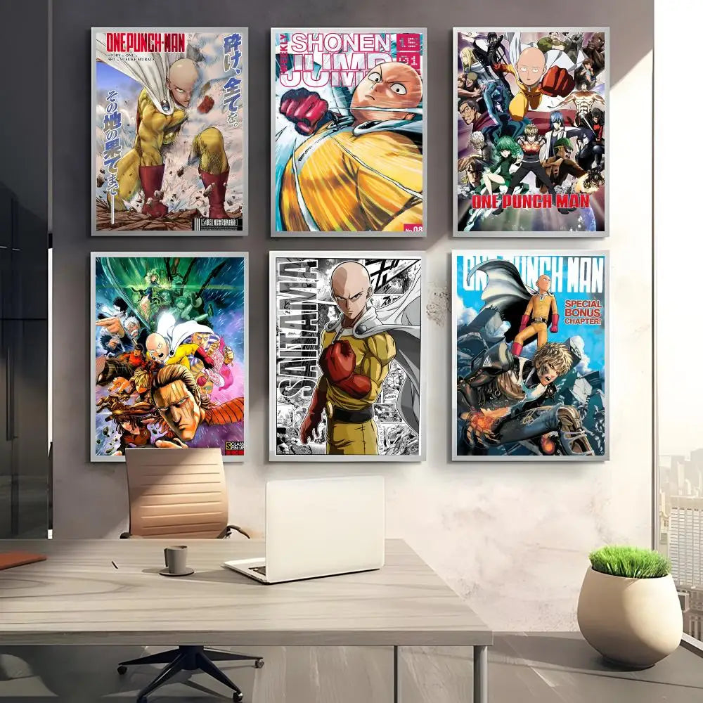One Punch Man Anime Poster Self-Adhesive Wall Art Sticker Anime Wall Poster Axl