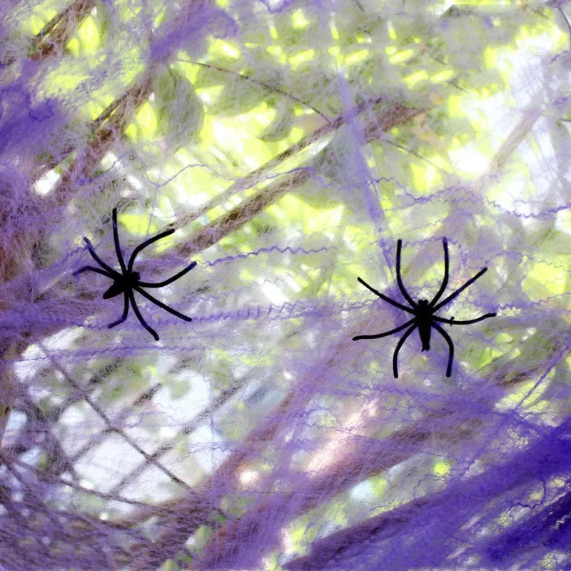 Halloween Stretch Spider Web Cotton Decor with 2 Spiders Halloween Decoration Axl