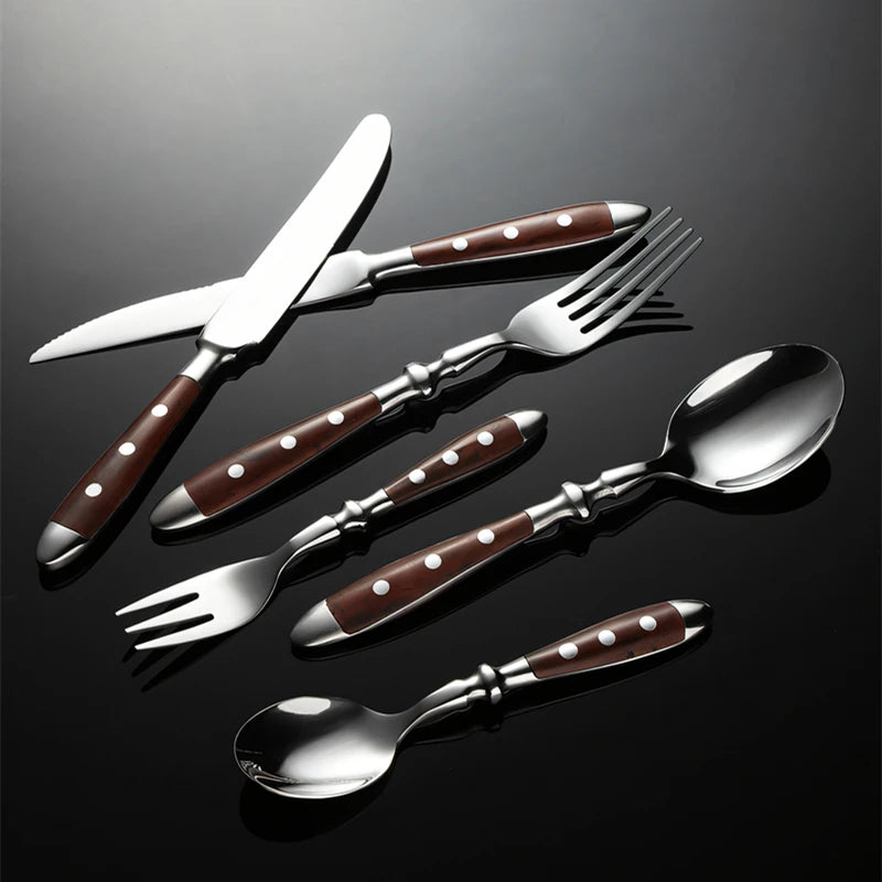 6-Piece Stainless Steel Flatware Set – Knife, Fork & Spoon Flatware Set Axl