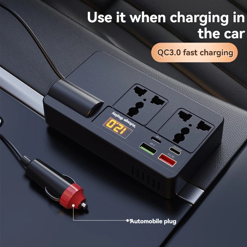 200W Car Power Inverter DC 12V/24V to AC 220V | QC 3.0 USB-C Car Power Inverter Axl