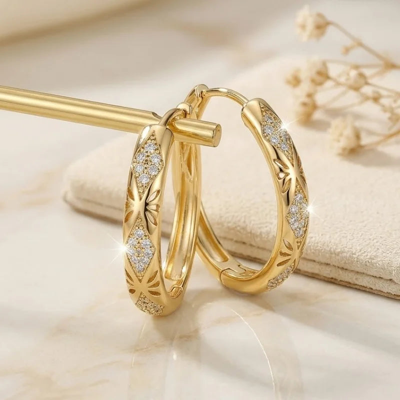 Huitan Cubic Zirconia Sparkling Hoop Earrings for Women Hoop Earrings Axl