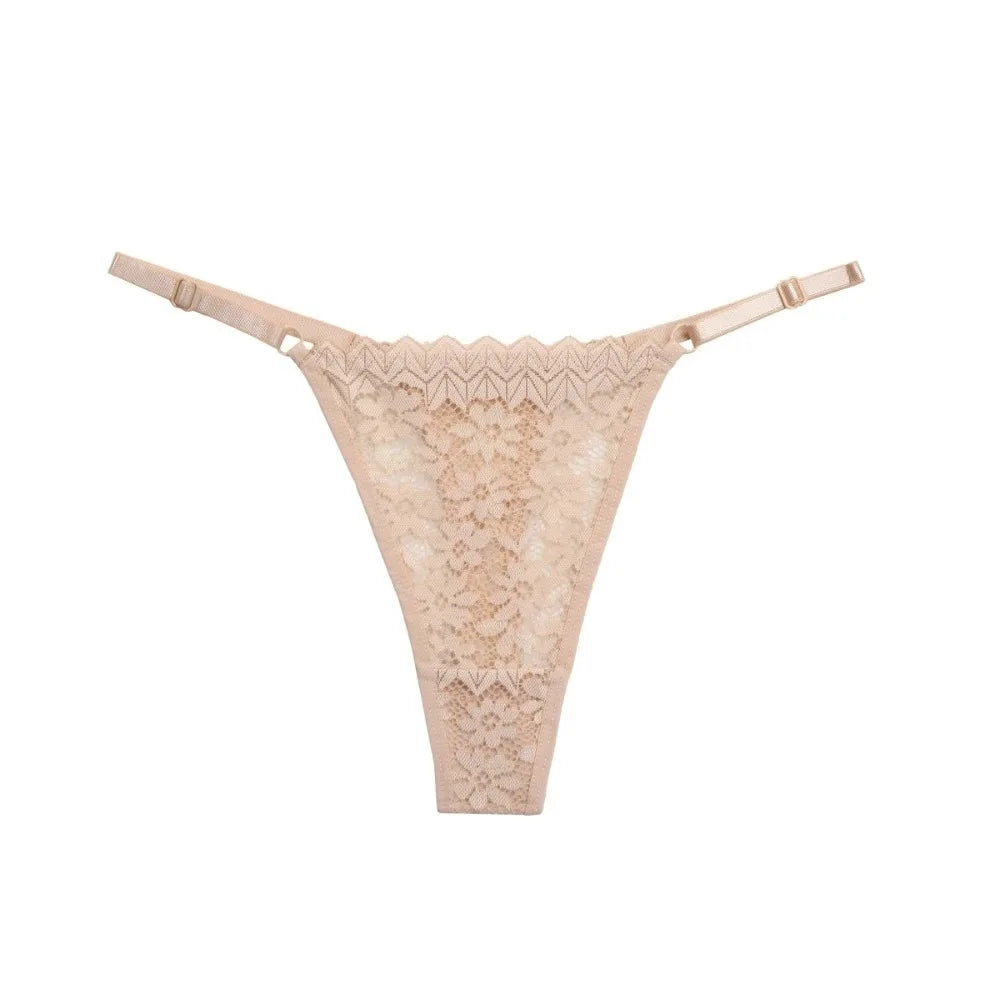 Women's Low-Rise Lace Thong Panties – Soft Traceless Briefs Lace Thong Panties Axl Apricot S 1pc-1pc-