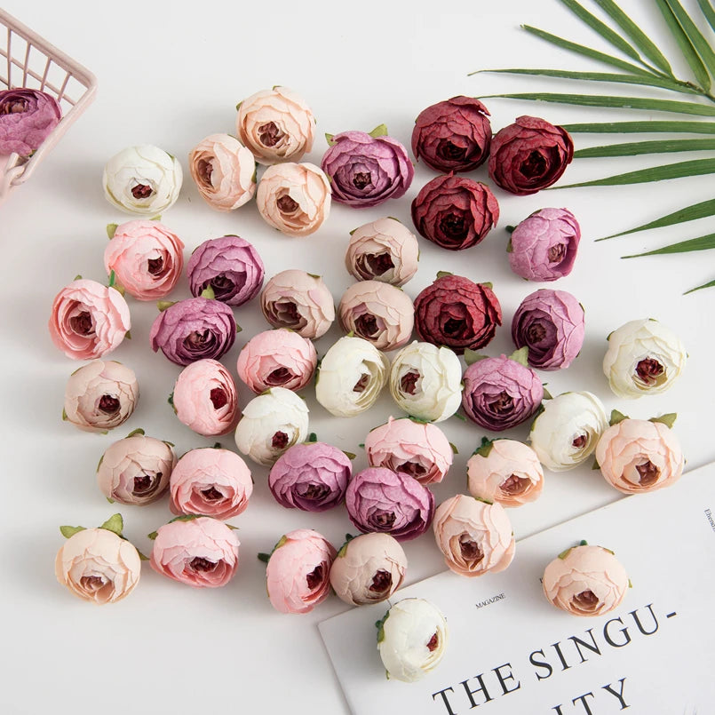 50/100 Pcs Silk Tea Rose Buds – Artificial Flowers for DIY Decor Artificial Silk Flowers Axl