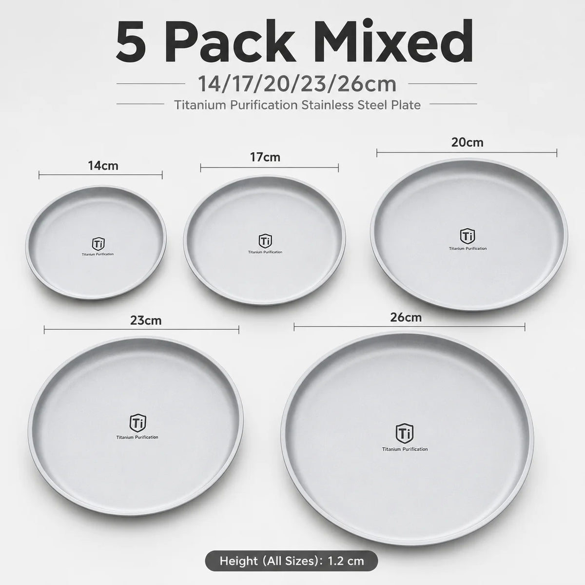 Titanium Stainless Steel Camping Plate Set – Stackable 3/5 Pack Camping Plate Set Axl 5 PACK Mixed
