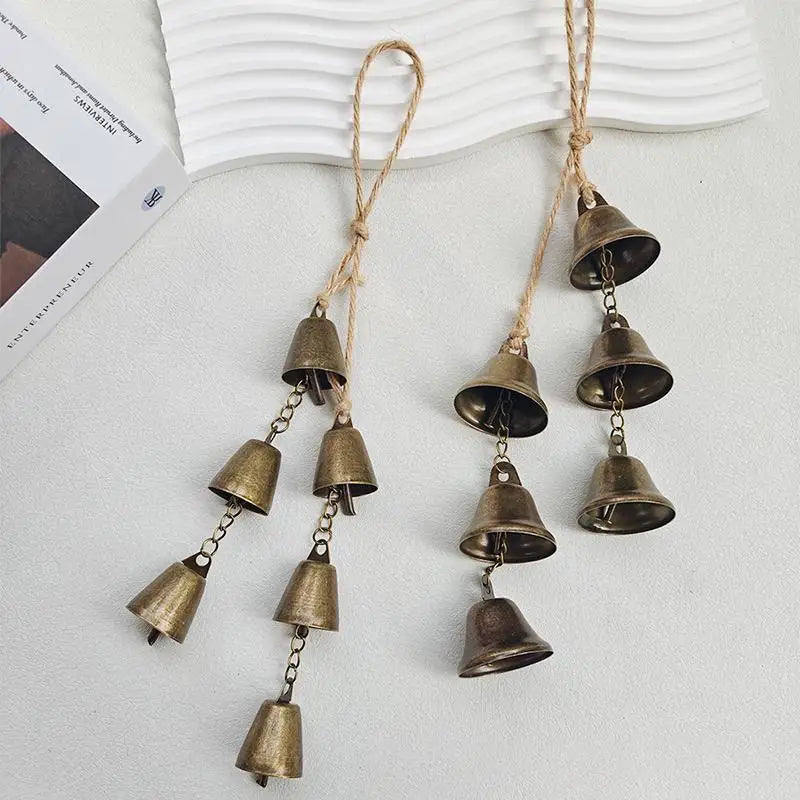 Vintage Brass Hanging Bell – Rustic Cast Iron Wind Chime Hanging Bell Decor Axl