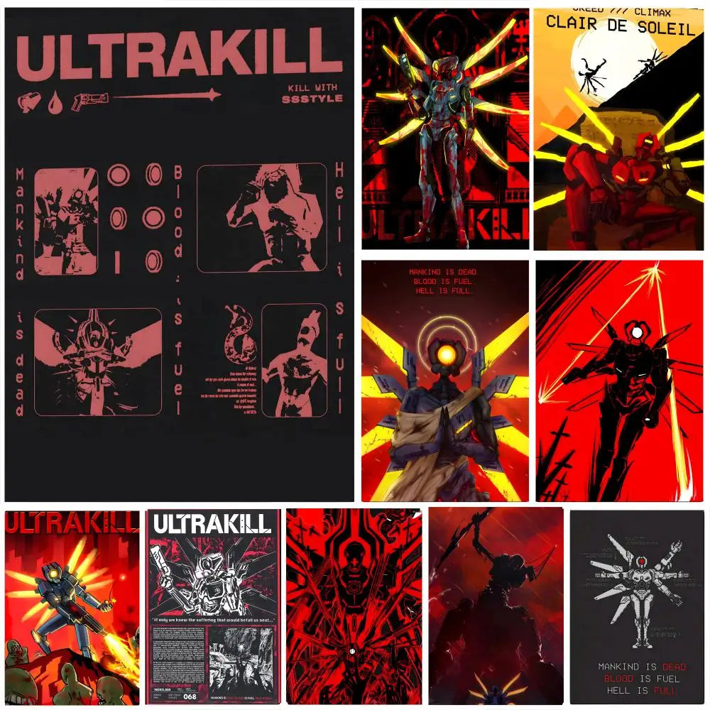 ULTRAKILL Game Poster – HD Waterproof Sticky Wall Art Decor Game Art Poster Axl