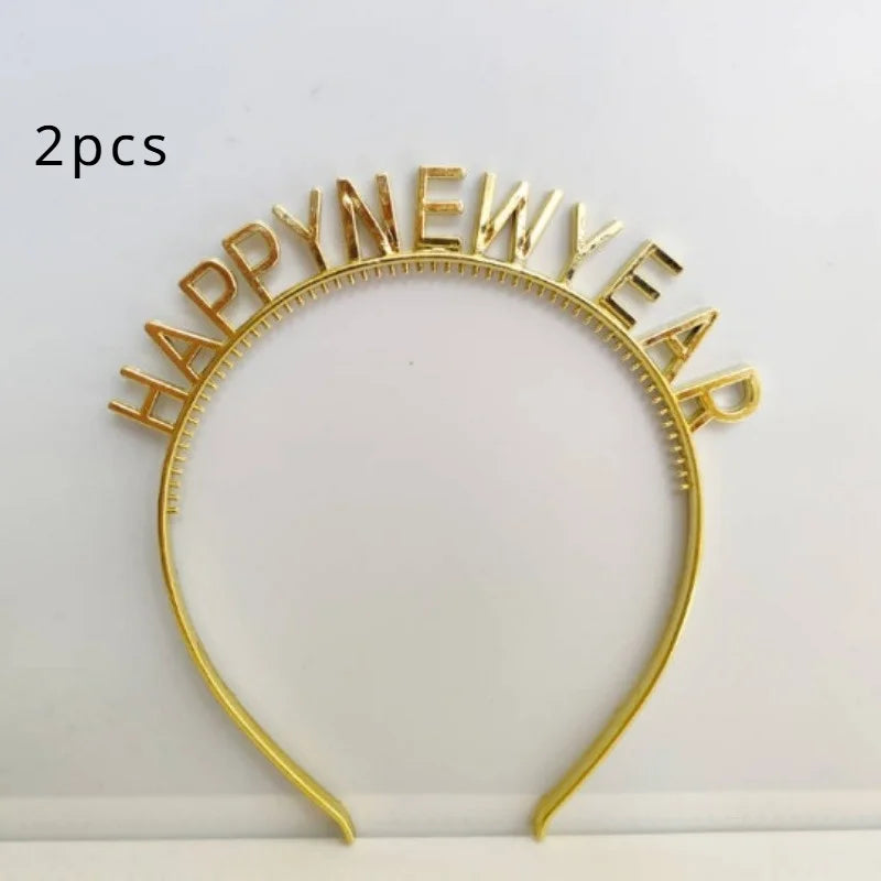 Happy New Year Headbands – Festive Party Accessories for Women Party Headband Axl Golden-2pcs