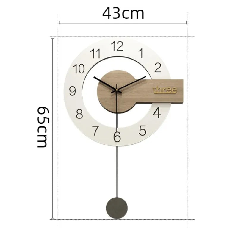Modern Silent Pendulum Wall Clock – Wood & Acrylic Minimalist Pendulum Wall Clock Axl 65X43CM