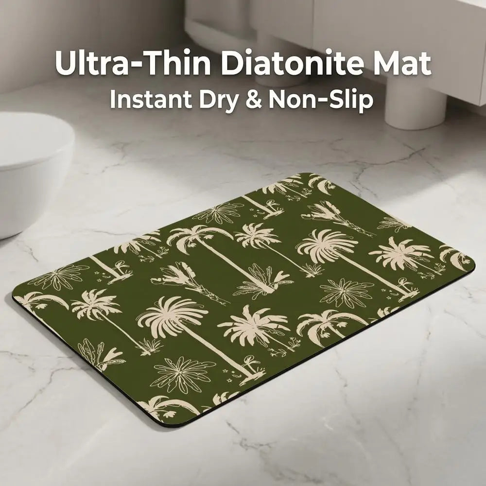 Tropical Palm Diatomite Bath Mat – Quick Dry & Anti-Slip Diatomite Bath Mat Axl