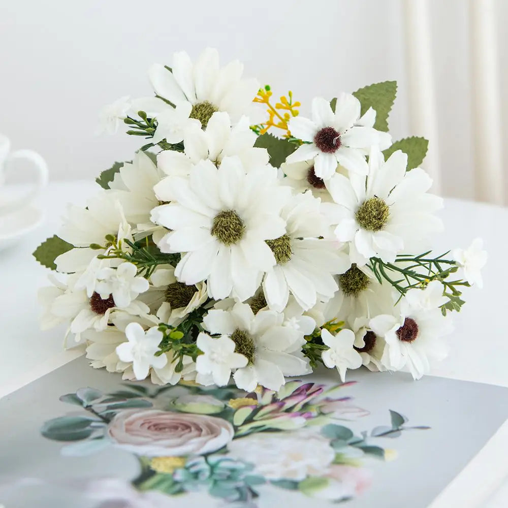 Silk Artificial Daisy Flowers – Wedding & Home Decor Bouquet Artificial Flower Bouquet Axl colour1 2pcs